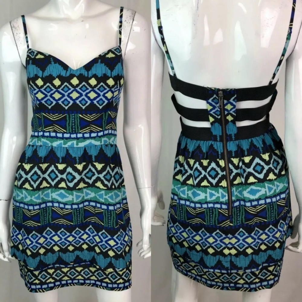 Bebe Caged Aztec Bandage Sheath Bodycon Dress